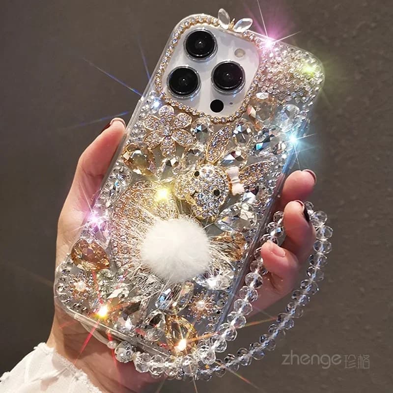 Suitable for Iphone15promax Phone Case Luxury Rhinestone Flower Full Diamond IPhone 14pro Diamond Studded 15plus Protective Case