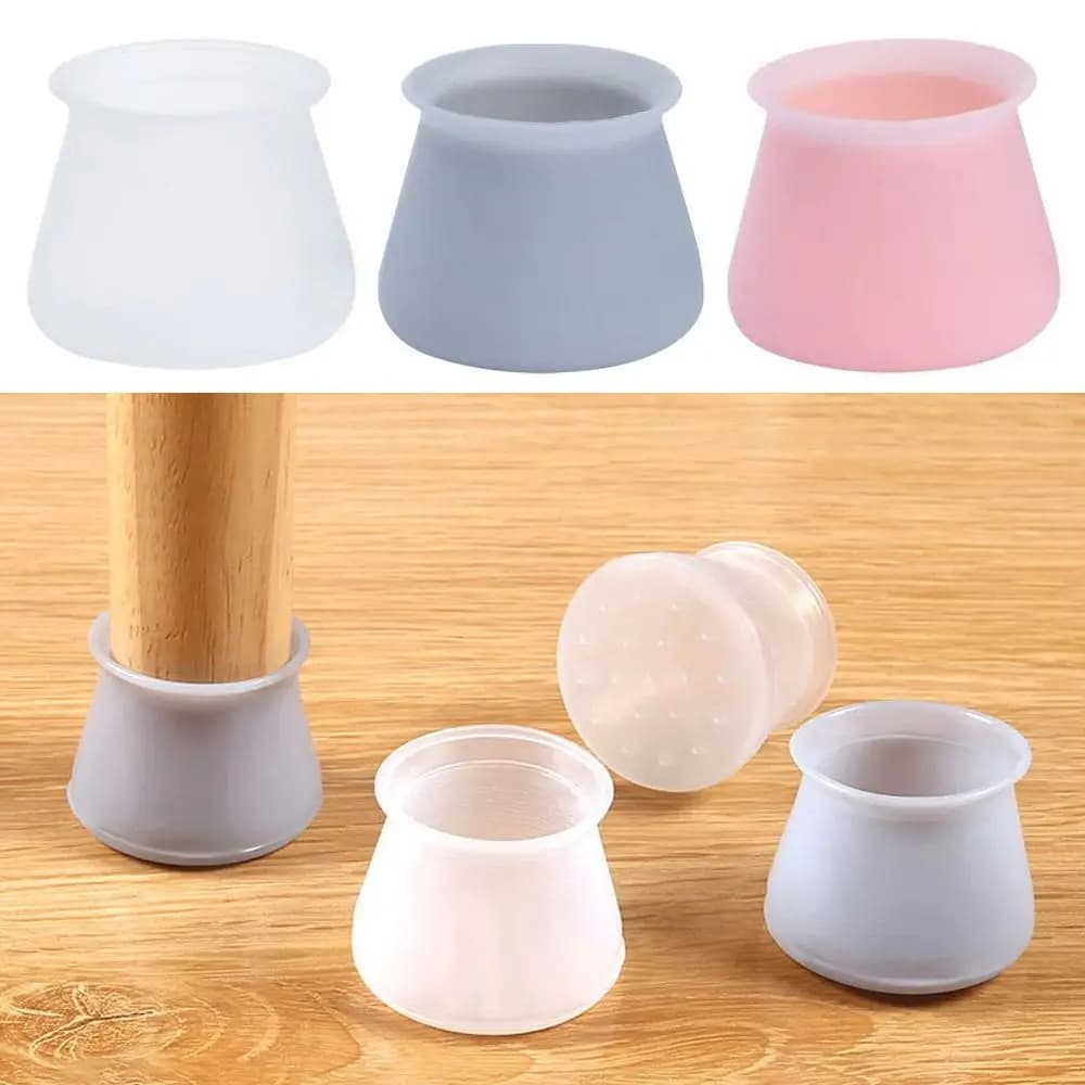 4pcs Silicone Table Chair Leg Mat Table Foot Protectors Feet Covers Furniture Pads Floor Protectors Non-slip Chair Leg Caps