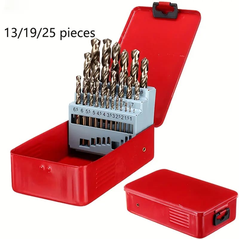 13pc/19pcs/25pcs 1.0-13mm Round Shank Twist Drill Bit Set Titanium Coated Hole Cutter High Speed Steel  Drill Bit Woodworking