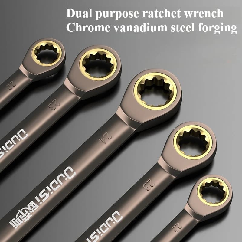 1Pc Key Wrench Flexible Golden Ratchet Wrenches Torque Universal Spanners for Car Repair Tools Metric Hand Tool Wrench