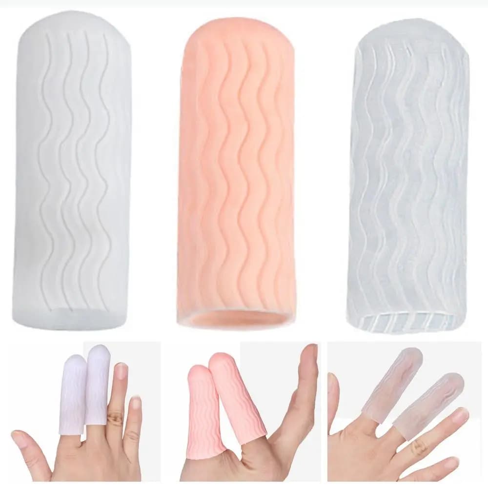 1 Pair Water Grain Style Finger Cover Soft Non-slip Anti-abrasion Silicone Finger Protector 6.5*2cm Universal Safety Supplies