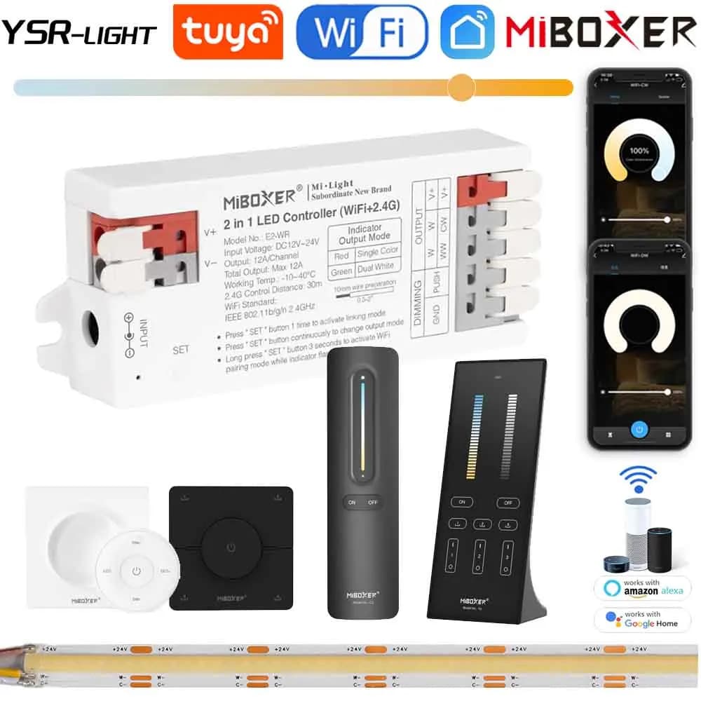 Tuya WiFi Led Controller DC24V COB CCT 2700K-6500K Color Temperature Dimming RF Remote Control Smart Life Voice for Google Alexa