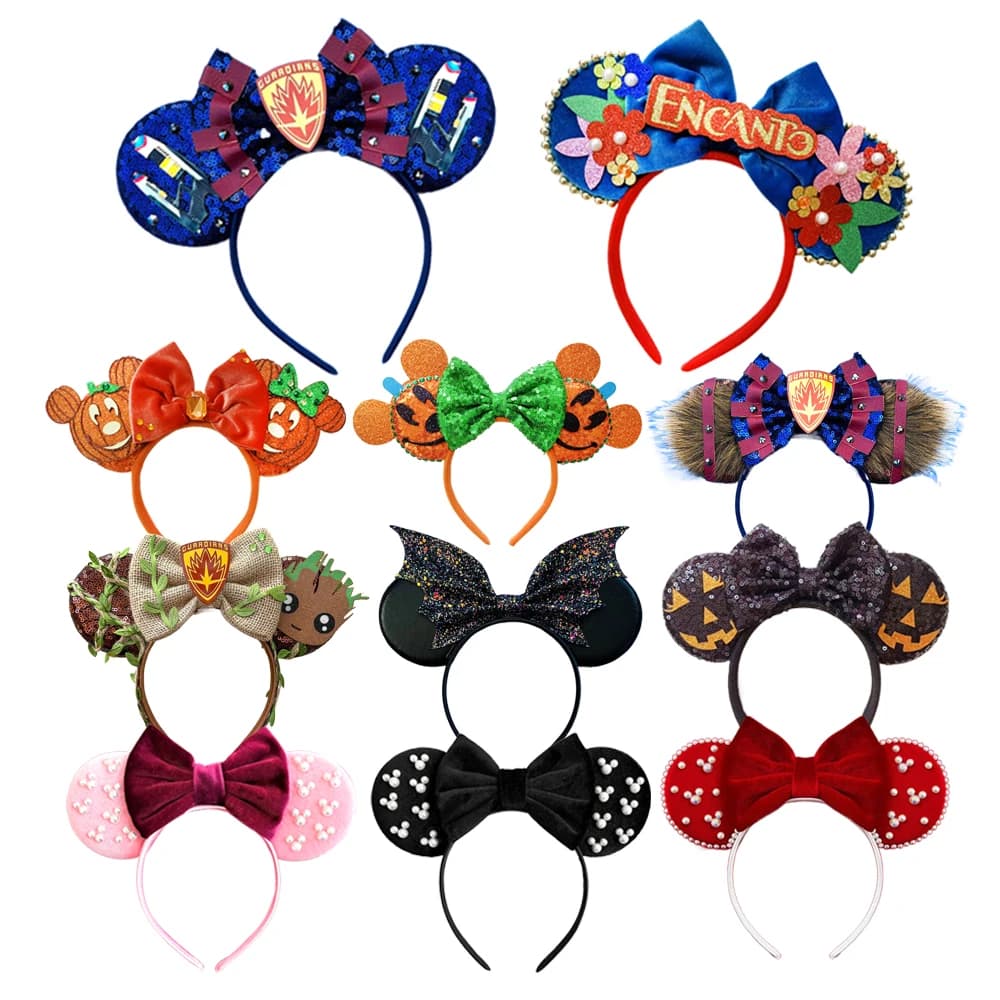 Newest Mickey Mouse Ears Headband Minnie Hairband Hot Cartoon Character Cosplay Adult Kids Halloween Party Travel Hair Accessory