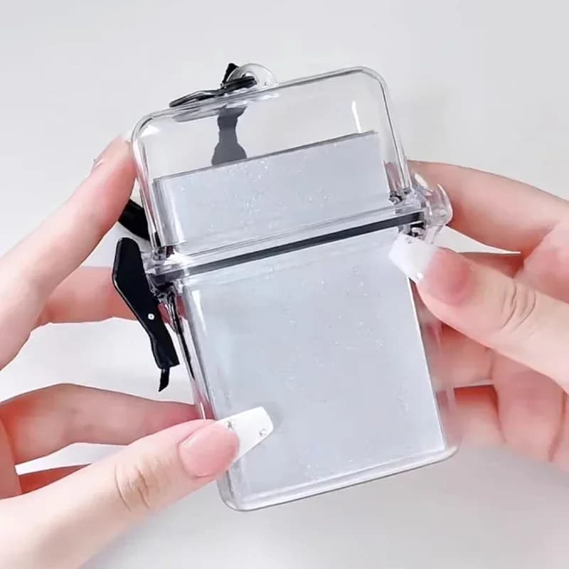 Transparent 3 Inch Photocard Holder Photo Storage Box with Rope Card Holder Plastic Square Dustproof Box Desk Accessories