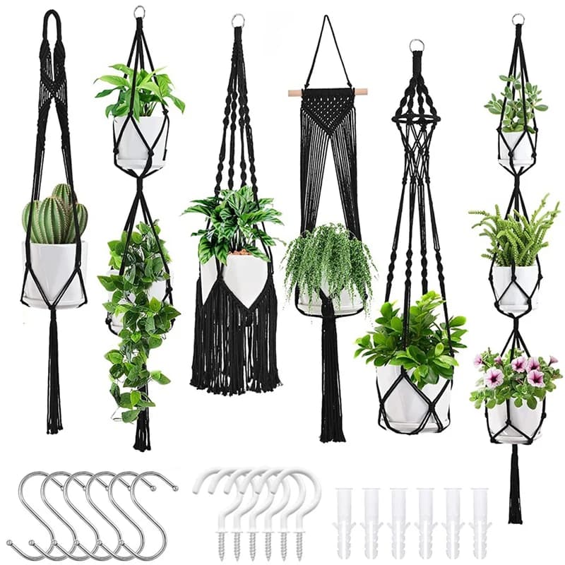 Plant Hangers 6Pack Hanging Planters For Indoor Plants W/Hangers Kit Handmade Macromay Plant Hangers Indoor Flower Pots