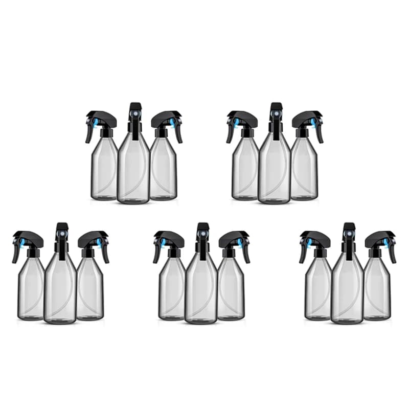 Plastic Spray Bottles For Cleaning Solutions,10OZ Reusable Empty Container With Durable Black Trigger Sprayer, 15Pack