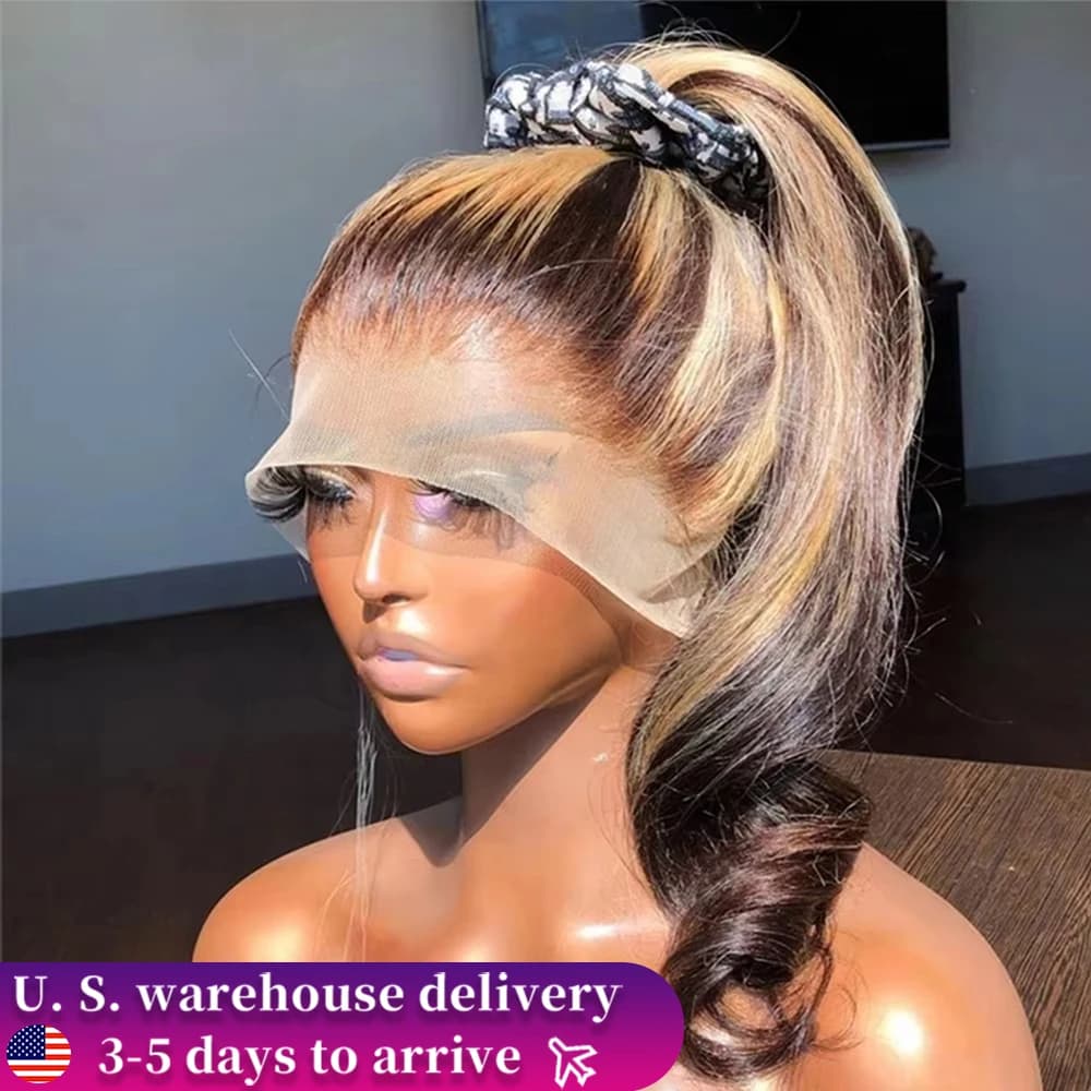 200% Highlight Wig Bone Straight 360 Full Hd Lace Front Wig 30 40 Inch 13x6 Colored Lace Frontal Human Hair Wigs 4/27 Blonde Wig