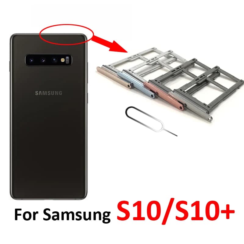 Phone SIM Card Tray For Samsung S10 Plus S10+ G975F G975 G975N G975U G975W G975D Housing Micro SD Card Adapter Holder