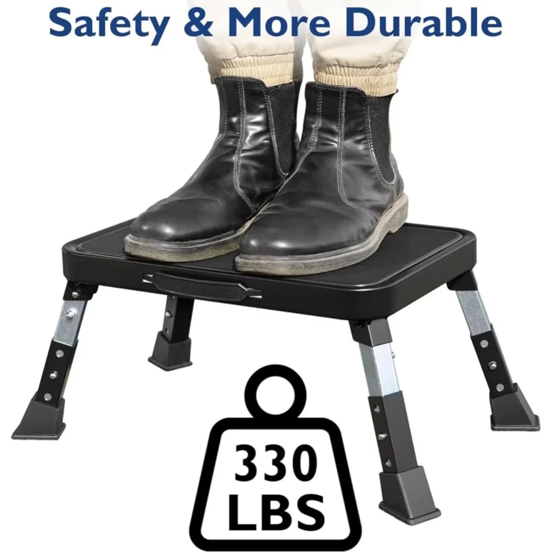 3-speed adjustable folding step stool for adults and seniors, safer metal step stool, sturdy and stable step stool