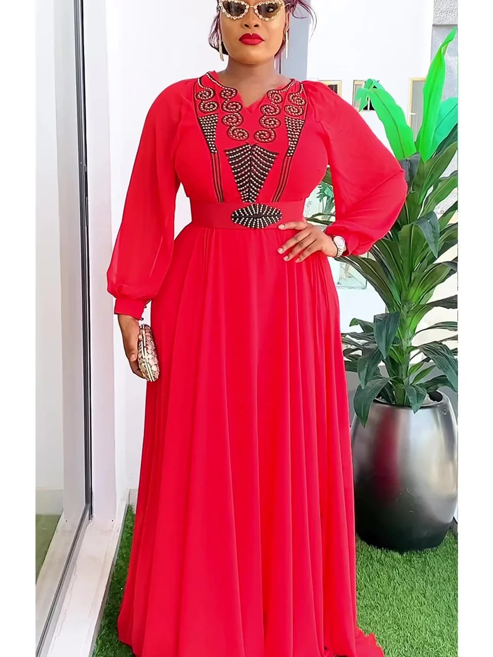 African Maxi Dresses For Women 2025 Plus Size Evening Party Long Dress Africa Clothing Elegant Kaftan Muslim Chiffon Dress