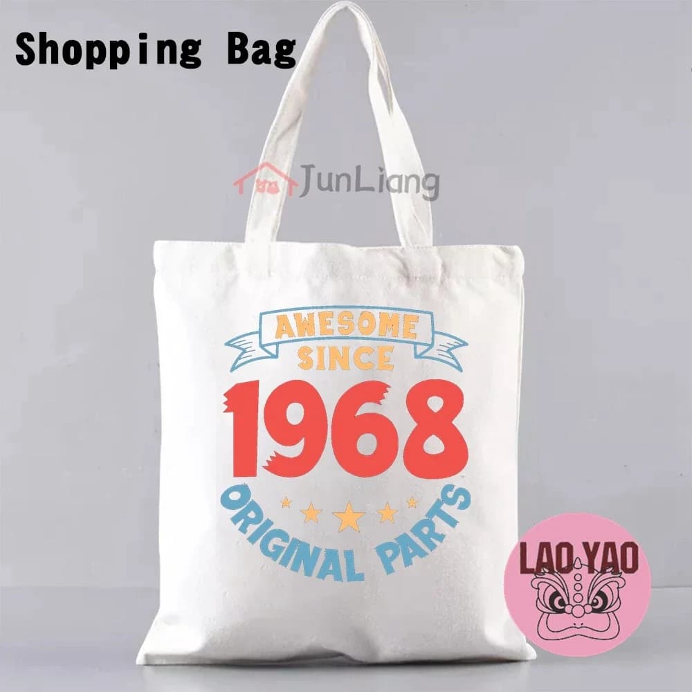 1968 Retro Birthday Eco Bag Gift for Mom Tote Bags Shopper Shopping Women Canvas Cloth Y2k Crossbody Special Purpose Luggage