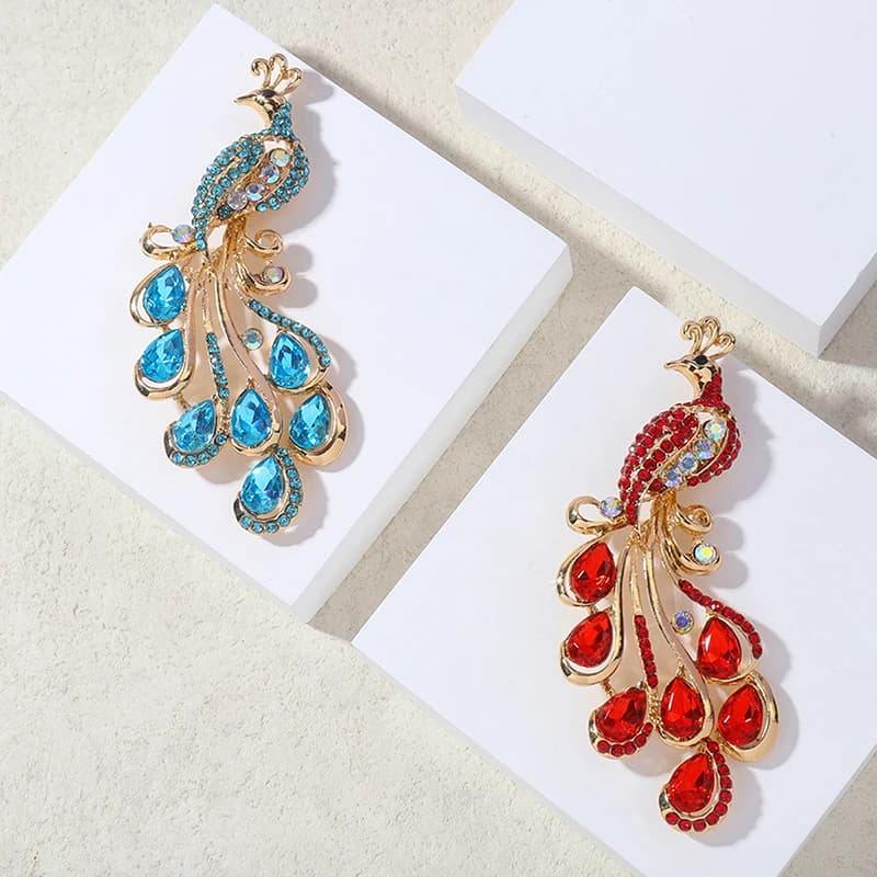 Fashion Rhinestone Peacock Brooches For Women Clothing Coat Jewelry Party Accessries Gifts