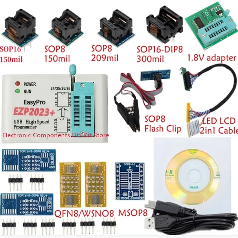 EZP2023 High-Speed USB SPI Programmer+12 Adapters Support 24 25 26 93 95 EEPROM 25 Flash Bios Chip Better Than EZP2019