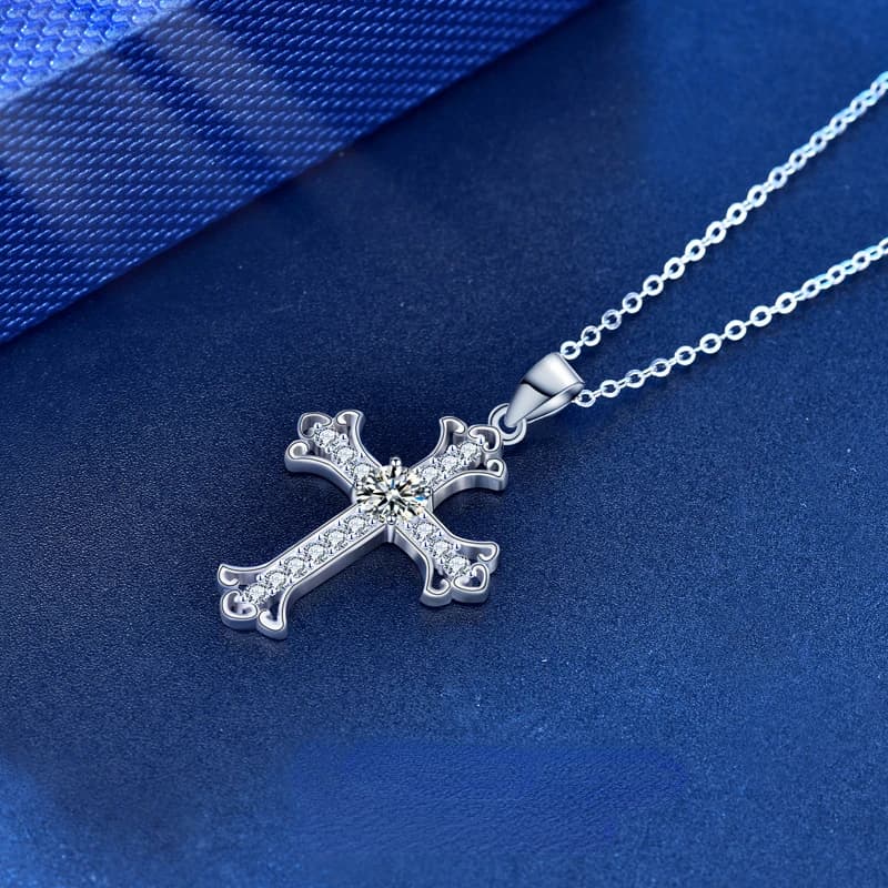Mosang Necklace Jewelry Minimalist Collarbone Neck Chain Cross Pendant Necklace Fashion Retro Style Charming S925 Silver Jewelry