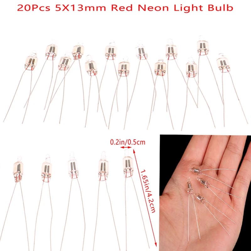 20Pcs Neon Indicator Light Red Signs 5mm Neon Lamp Glow Neon Indicator Bulbs Switch Button Bulbs 5X13mm 220v New