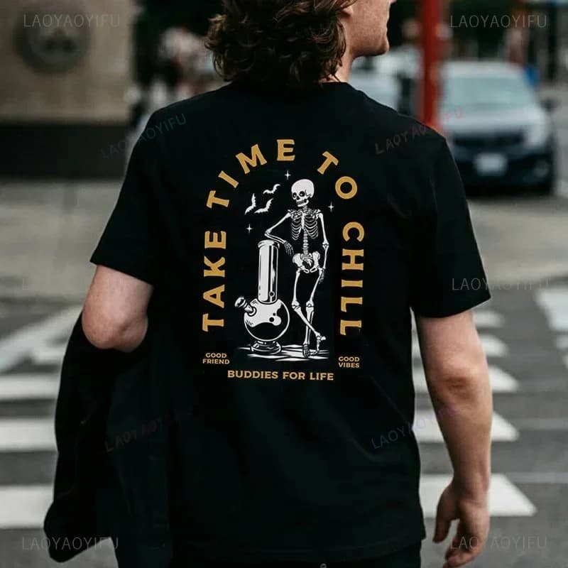 Men Clothing Heavy Metal Rock Skull Graphic Tshirts Grunge Punk Gothic Short-sleev Tops Male Cotton Tees Camiseta Hombre