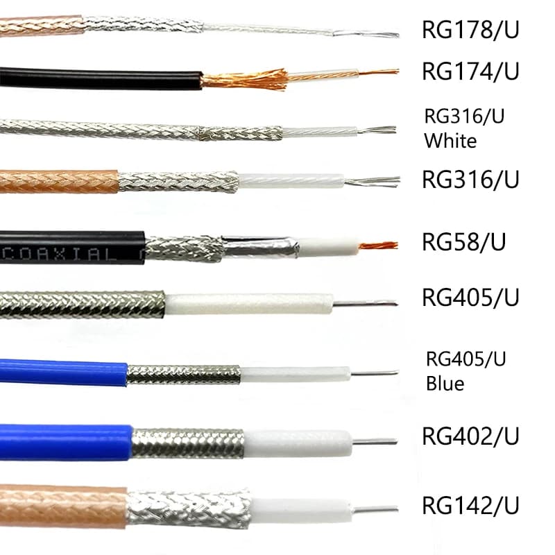 NEW RF Coaxial Cable RG178 RG174 RG316 RG58 RG142 RG405 RG402 Wire  Low Loss 50Ohm 1meter Long