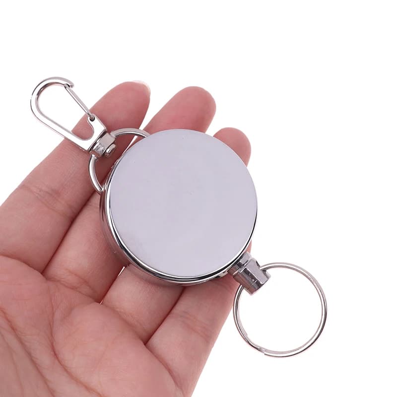 1PC Extendable Metal Key Chain Ring Belt Clip Pull Keyring Id Badge Holder Clip Keychain Ring Clip