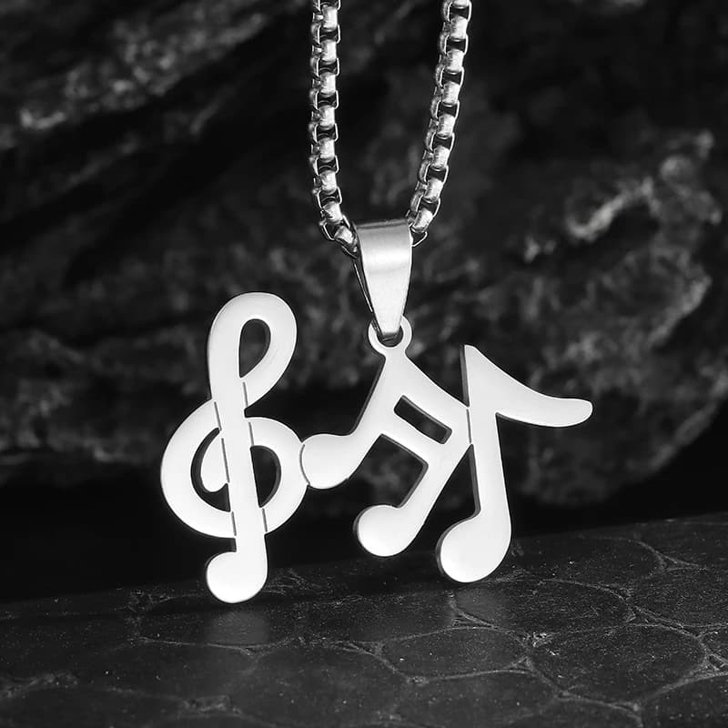 Exquisite Stainless Steel Musical Note Necklace Pendant for Male and Female Singer Lovers Personalized Jewelry Party Gift