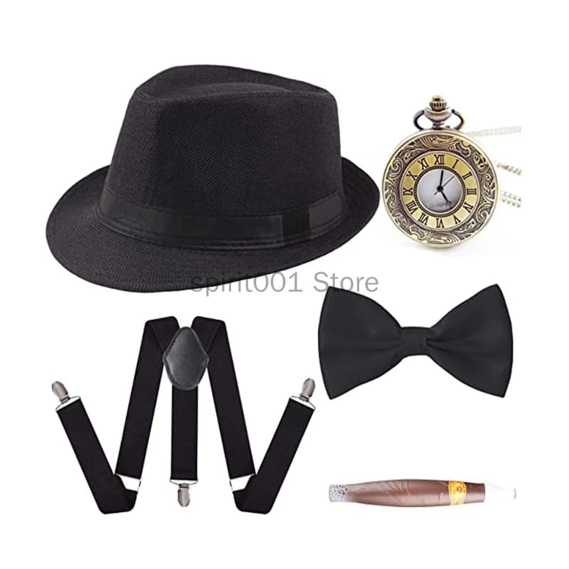 Medieval Halloween 20s Party Accessory Roaring Mens 1920s Panama Newsboy Accessories Retro Set Great Gatsby Gangster Costume