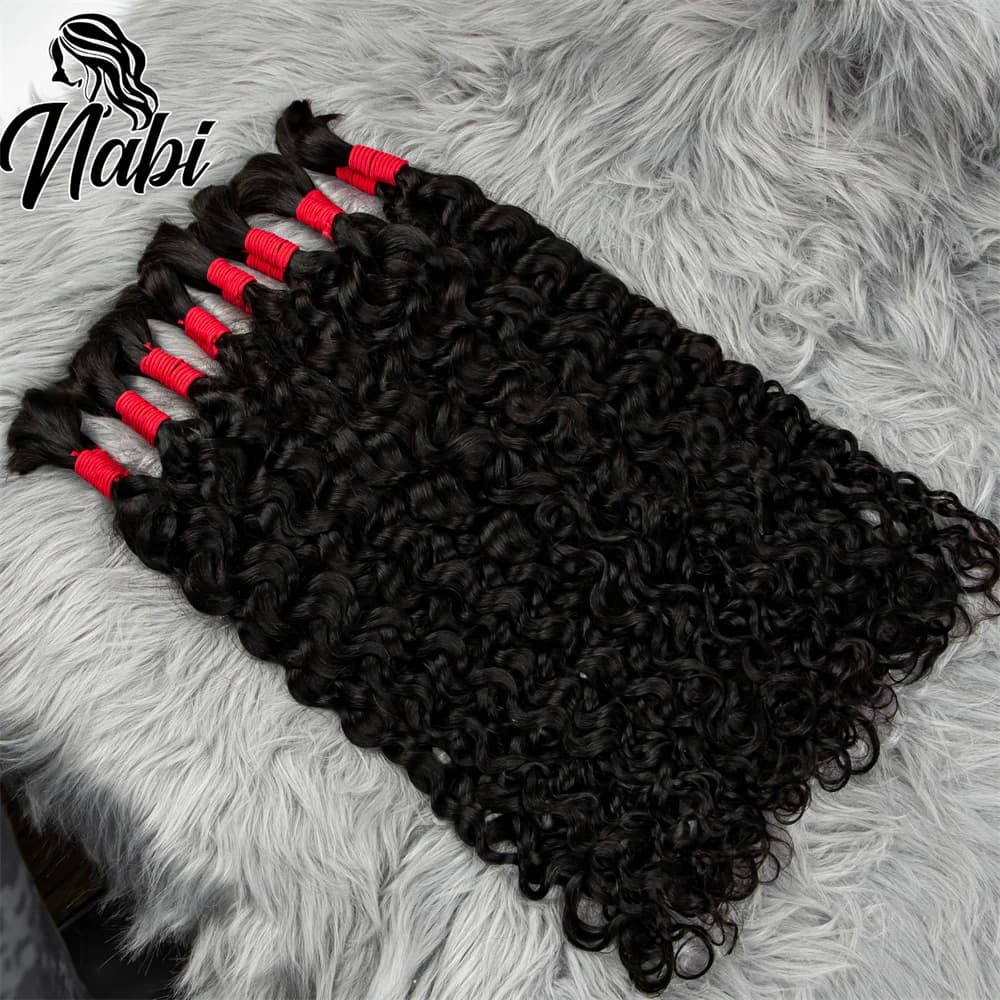 Nabi Boho Braids Human Hair Braiding Hair Water Wave/Deep Wave No Weft Brazilian Human Hair Unprocessed 4/27 Ginger for Braiding