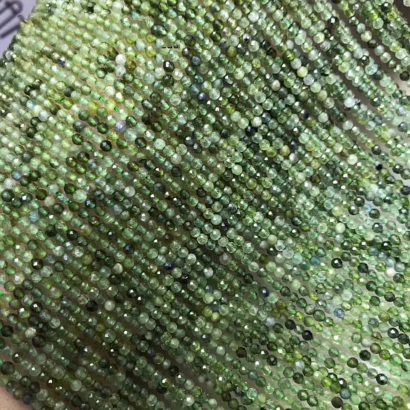 Tourmaline round faceted green 2mm  38cm for DIY jewelry making FPPJ wholesale loose beads nature