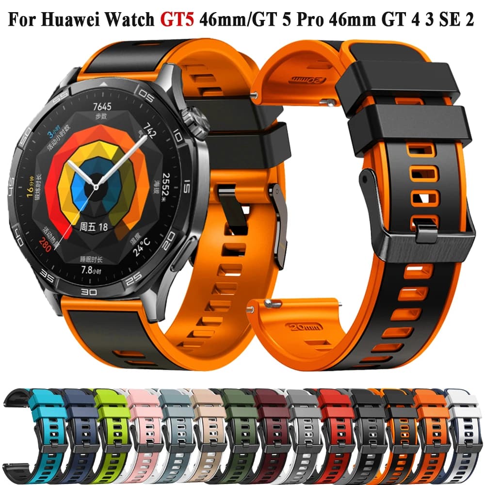 Replacement 22mm Sports Silicone Strap For Huawei Watch GT5 46mm Smartwatch Band For GT5 Pro 46mm Bracelet Accessories Wristband
