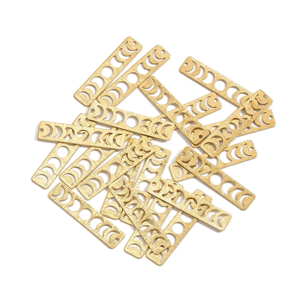 10pcs original brass wire drawing single hole hollowed out moon geometric rectangle for making earring necklace components