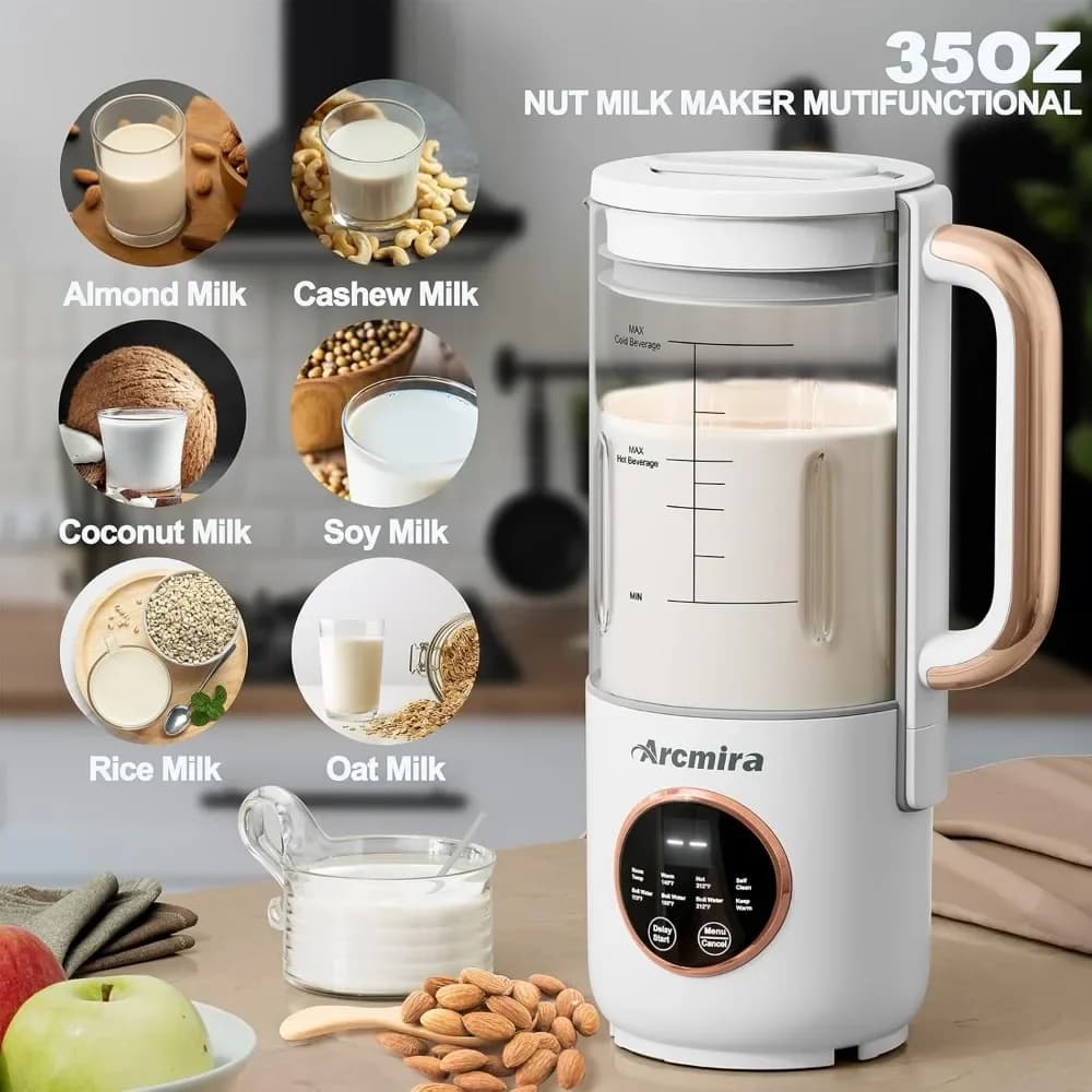 Nut Milk Maker , Automatic Oat, Soy, Dairy Free Beverages, Delay Start/Keep Warm/Boil Water ,Plant-Based Milk