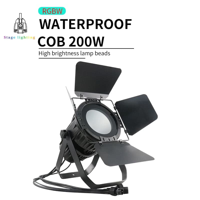Waterproof 200W IP65 COB par light warm white & white light 2in1 led COB with barn door for conference room studio stage