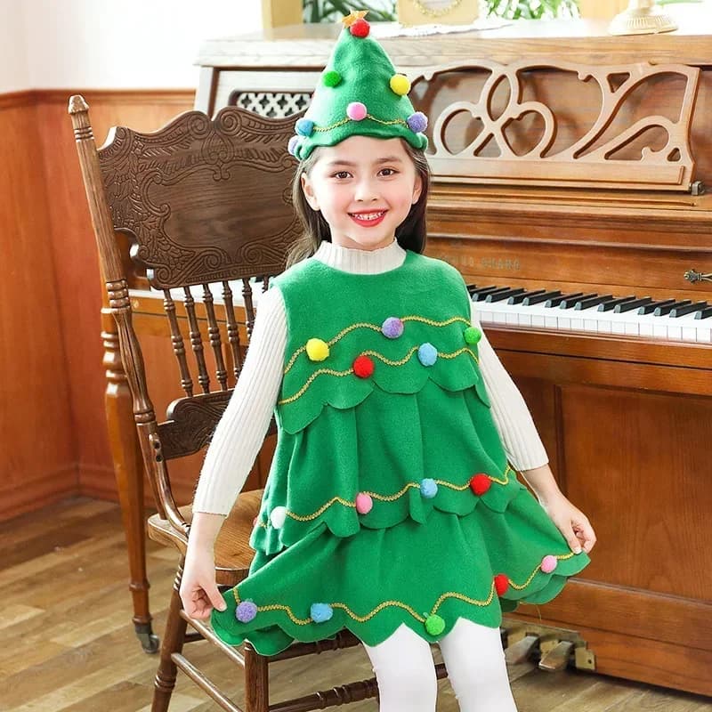 New Christmas Tree Costume Girl Children Adult Christmas Tree Dress Adult Parent Child Christmas Role Playing Dress