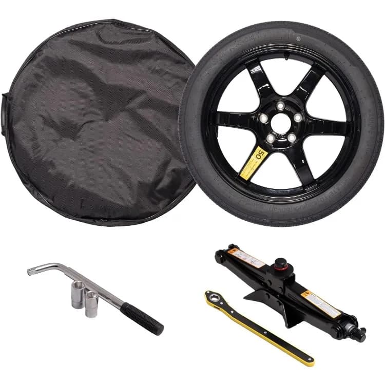 Complete Spare Wheel and Tire Kit for Tesla Model Y - Includes 18x4 Black Rim, 155/85R18 Spare Tire (28.5" Diameter)