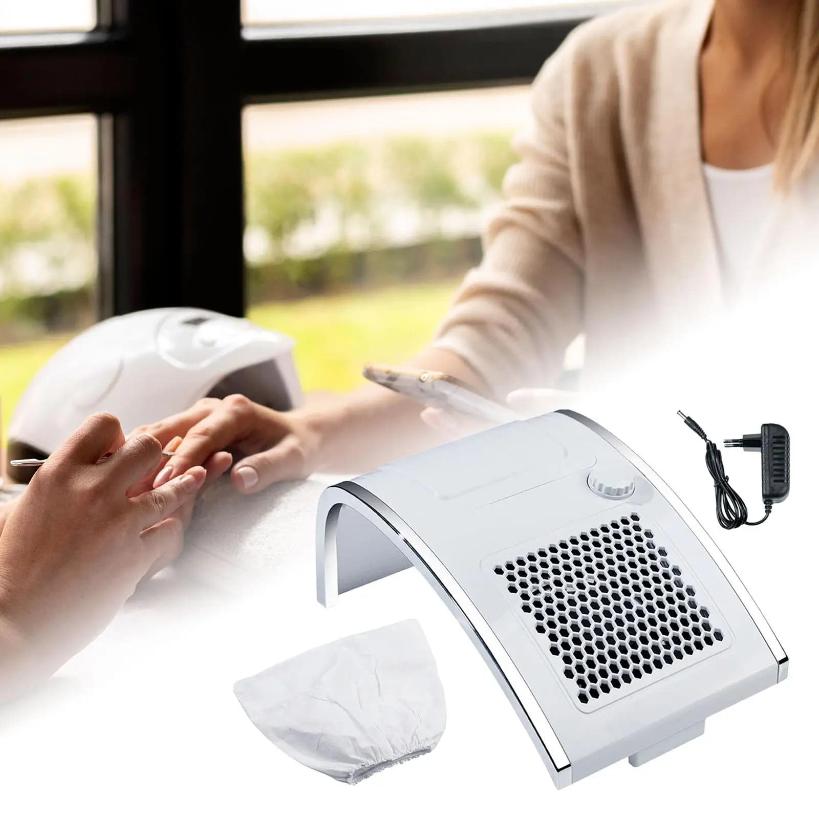 Nail Dust Collector Easy to Use Efficient 80W Nail Vacuum Cleaner EU Adapter