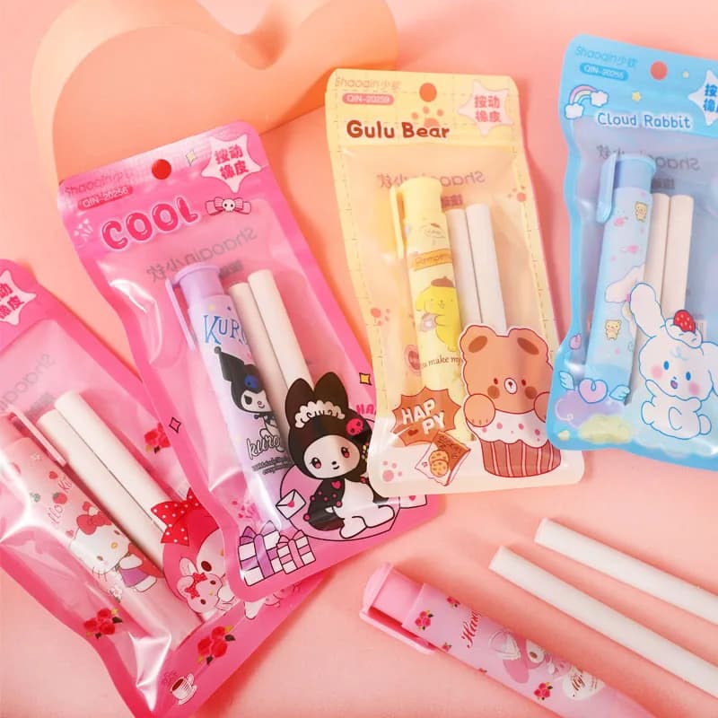 Creative Press Eraser Anime Kuromi Melody Cinnamoroll Cartoon Kawaii Stationery Gift Office School Supplies