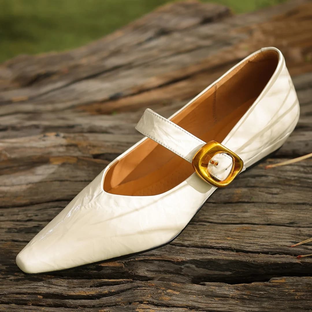 Large size 34-42 women's genuine leather Mary Jane flats pointed toe high quality soft comfortable casual female daily footwear