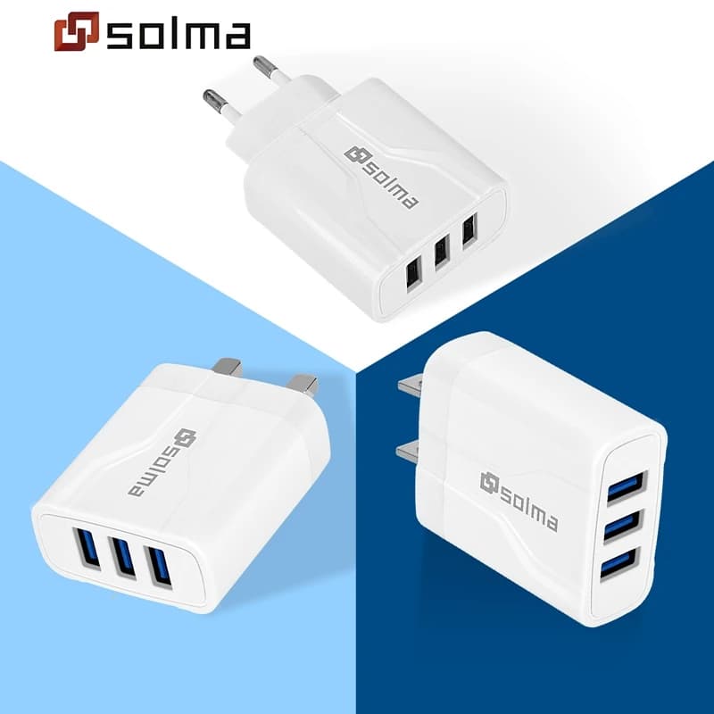 EU/US/UK  3 Ports USB Travel Charger Charge Wall Charging For iPhone Samsung Xiaomi Mobile Plug Charging Adapter