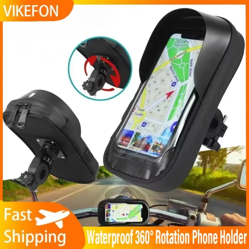 Handlebar Bag Phone Holder Bike Front Frame Phone Bag Waterproof Bicycle Motorcycle Cycling Bag Rotatable Cell Phone Holder