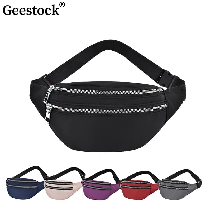 Geestock Waist Bag Nylon Fanny Packs For Women Casual Chest Bag Female Man Travel Belt Bag Sport Waist Pack Waterproof Phone Bag