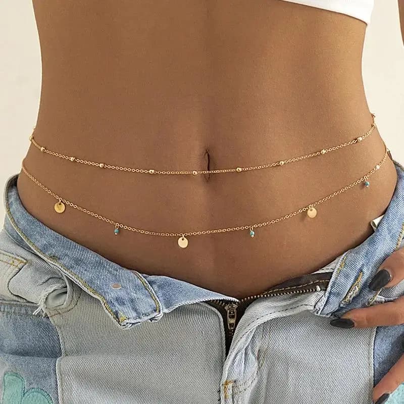 Fashion Geometric Sequins Belly Chain Sexy Body Chain Jewelry Spring Summer New Boho Minimalism Multilayer Waist Beads For Women
