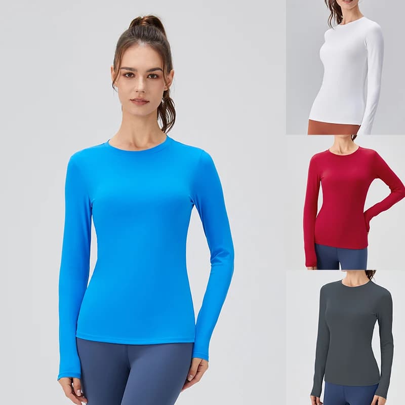 Long Sleeve Yoga Shirts Fitness Sport Top Elastic Breathable Gym Top Running Pilates Workout Clothing Autumn and Winter