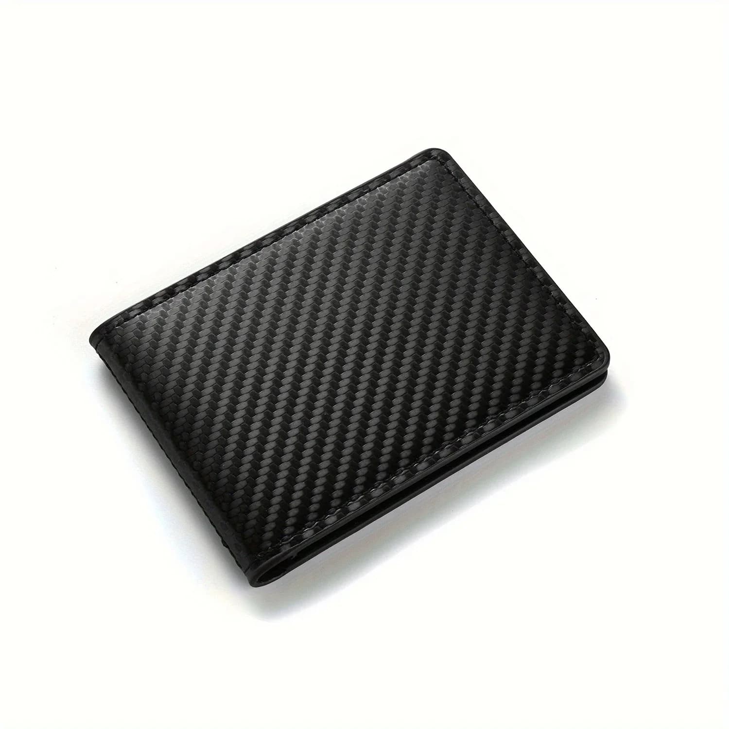 Carbon Fiber Black Men's Slim Card Holder Case for Driver's License and ID Cards Male PU Leather Wallet