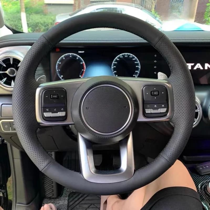 DIY Car Steering Wheel Cover Braid Microfiber Leather Soft Black For Great Wall WEY Tank 300 2022 2023 Automotive Accessories