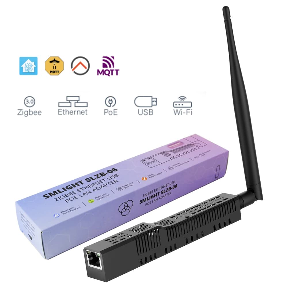 Zigbee 3.0 to Ethernet SMLIGHT SLZB-06 USB,and WiFi gateway coordinator with PoE, works with Zigbee2MQTT, Home Assistant, ZHA