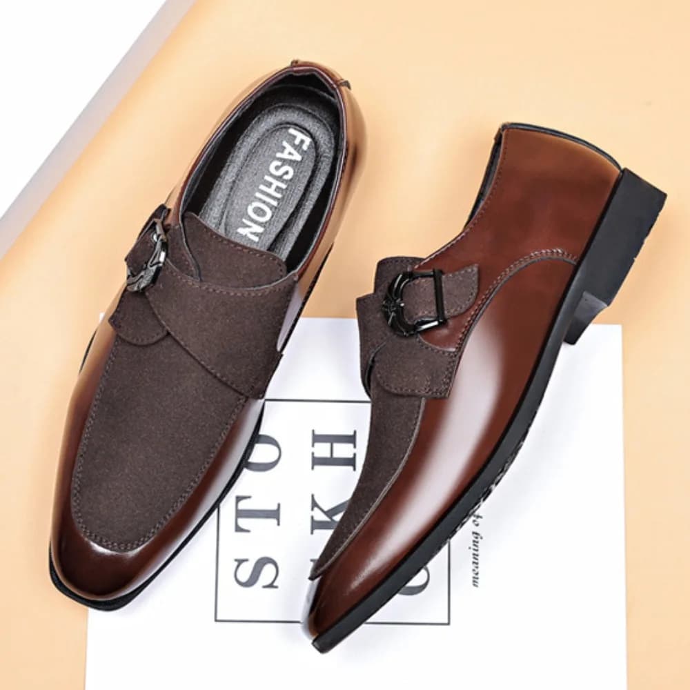 Men's Casual Leather Shoes New Business Formal Casual Shoes Frosted Men's Pointed Leather Shoes for Men Wedding Loafers Man