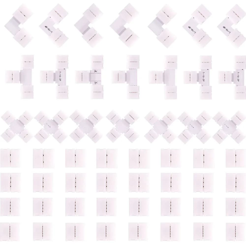 LED Strip Solderless Led Connector 2/3/4/5PIN  L/T/X Shape Corner Connector For 10mm WS2811 WS2812 3528 5050 RGB Led Strip Light