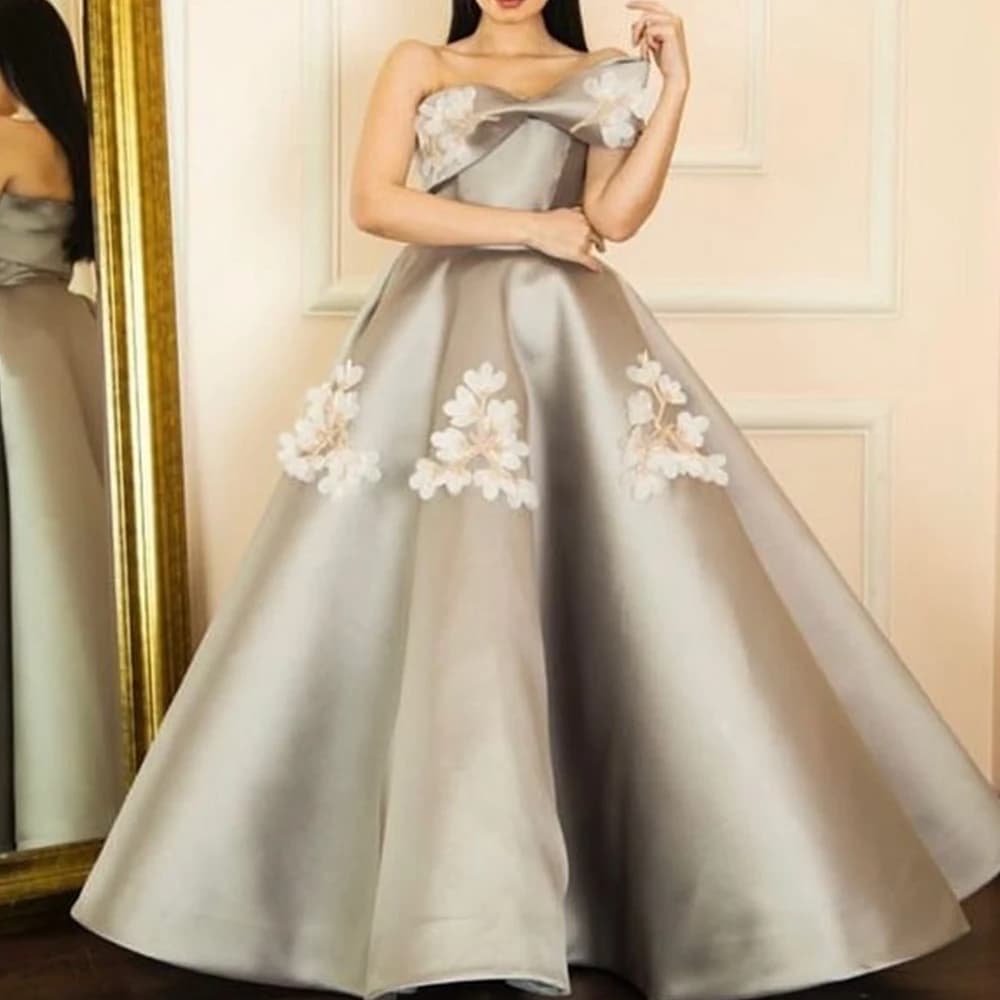 Elegant Party Dresses Woman 2024 Bow Appliques Boat Neck A-Line Satin Floor Length Zipper Back Pleats Bespoke Occasion Gowns