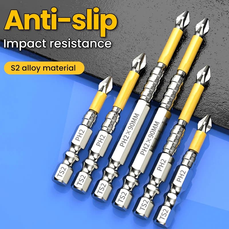 5PCS Upgraded High Hardness And Strong Magnetic Bit 25/50/65/70/90/150mm Non-slip Cross High Hardness Electric Hand Drill Screw