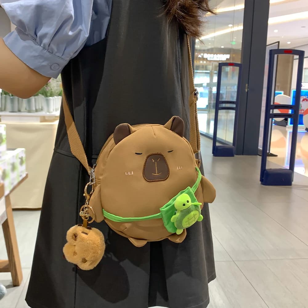 Lightweight, Cute and Funny Capybara Crossbody Bag for Girls Cartoon Soft Girl Student Shoulder Bag New Korean Versatile Mobile Phone Bag