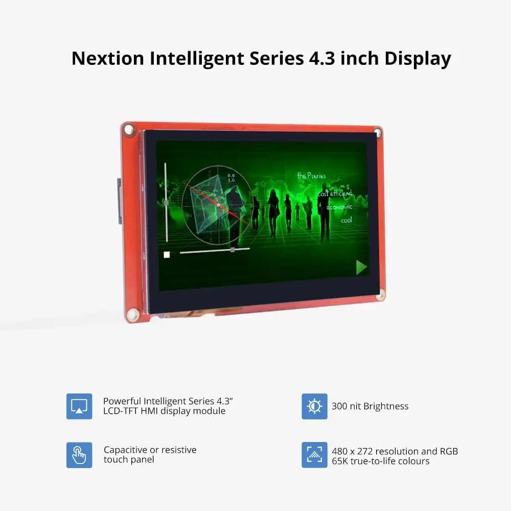 Nextion 4.3 Inch LCD-TFT HMI Display Module Intelligent Series RGB 65K Color Capacitive/Resistive Touch Panel Without Enclosure