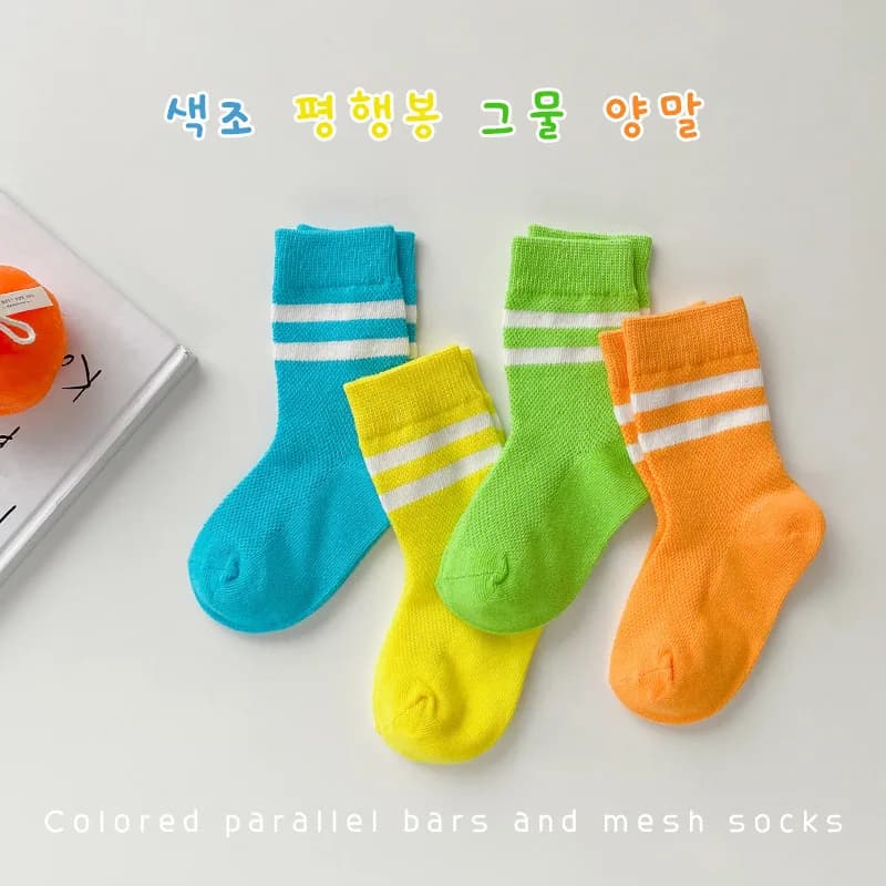 Girls Boys Socks Fluorescente Cool Spring Summer 4 Pairs/Bag Thin Socks Kids Mesh With Holes Baby Infant Cotton Socks 1-12T